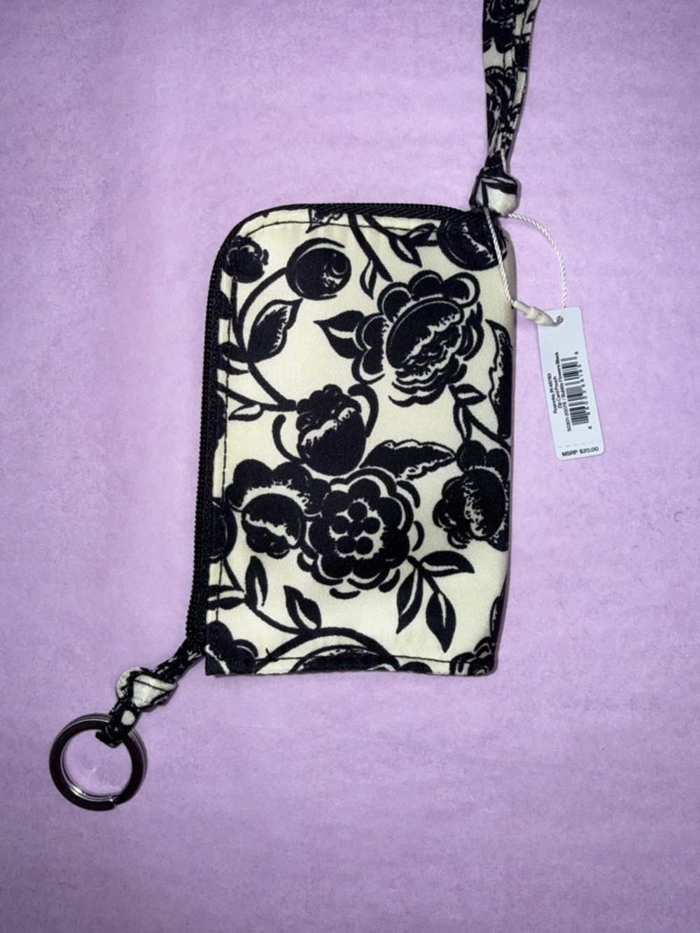 NWT Vera Bradley Zip Card Pouch - Bubbly Flowers Black - Picture 3 of 5